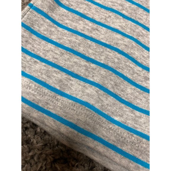 New Directions Women Large Pull Over Top Long Sleeve Gray Teal Blue Stripes Soft - Picture 3 of 8